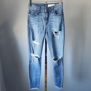 Pistola High Rise Distressed Light Wash Blue Denim Stretch Skinny Jeans Women 25